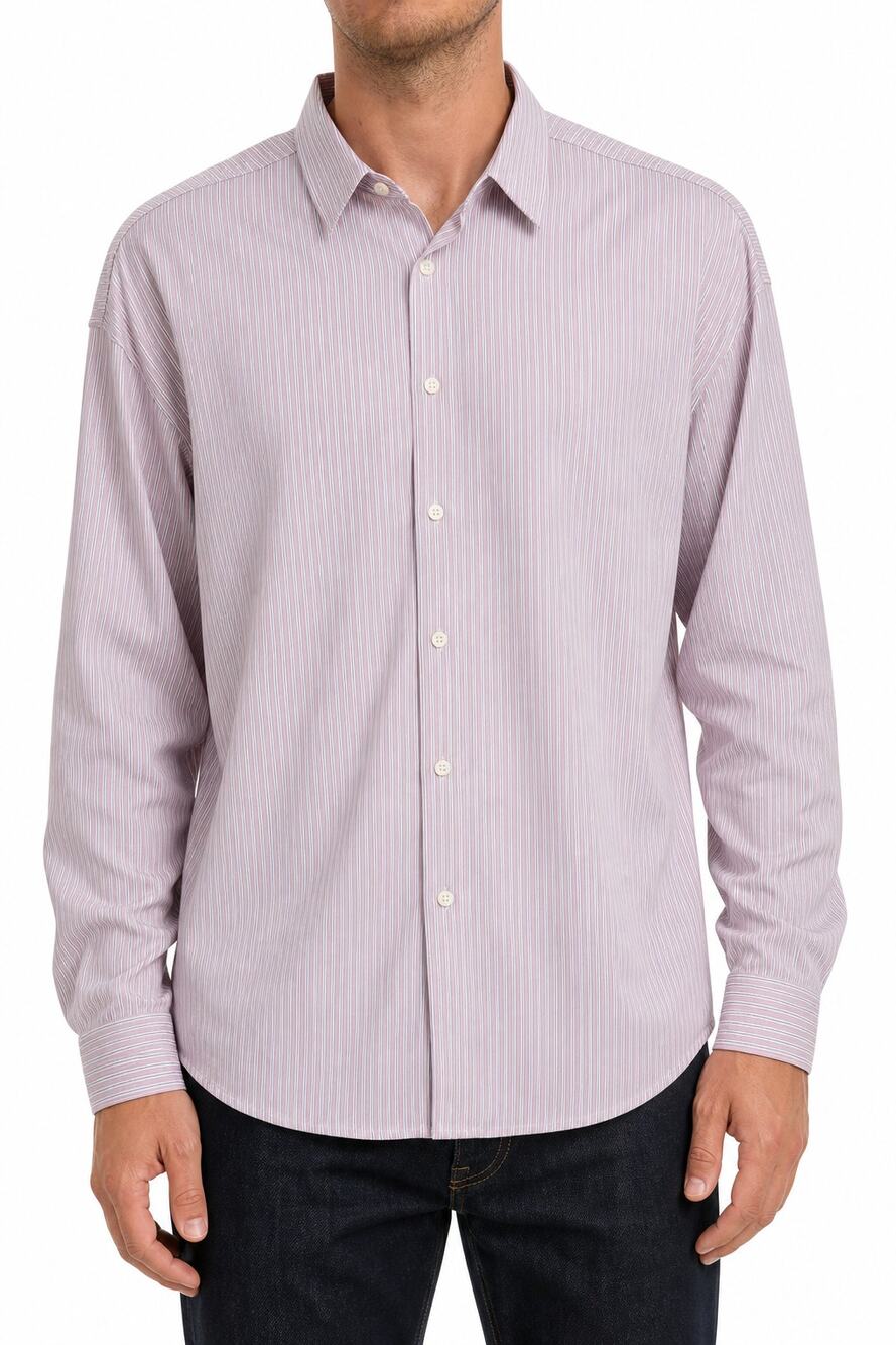 Buttercloth Men's Icy Cotton Regular Fit Pink Stripe Button Down Shirt 3XL XXXL